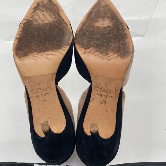 Boden Women's Henrietta Pointed Toe Suede Heels 3 Tone Black Beige Blush Size 38 - Picture 10 of 11